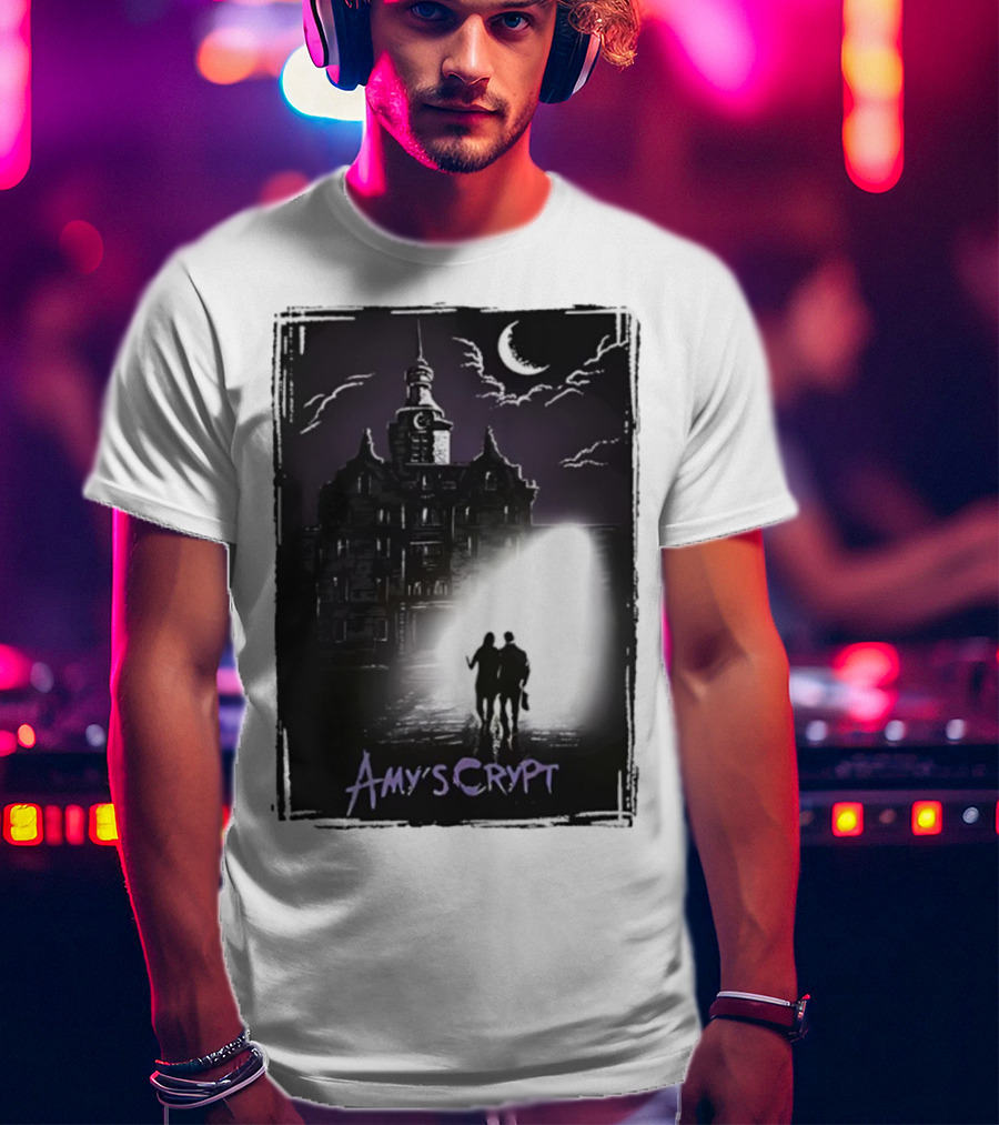 Amy's Crypt Haunted Mansion Moonlit Silhouette Halloween 2025 T-Shirt