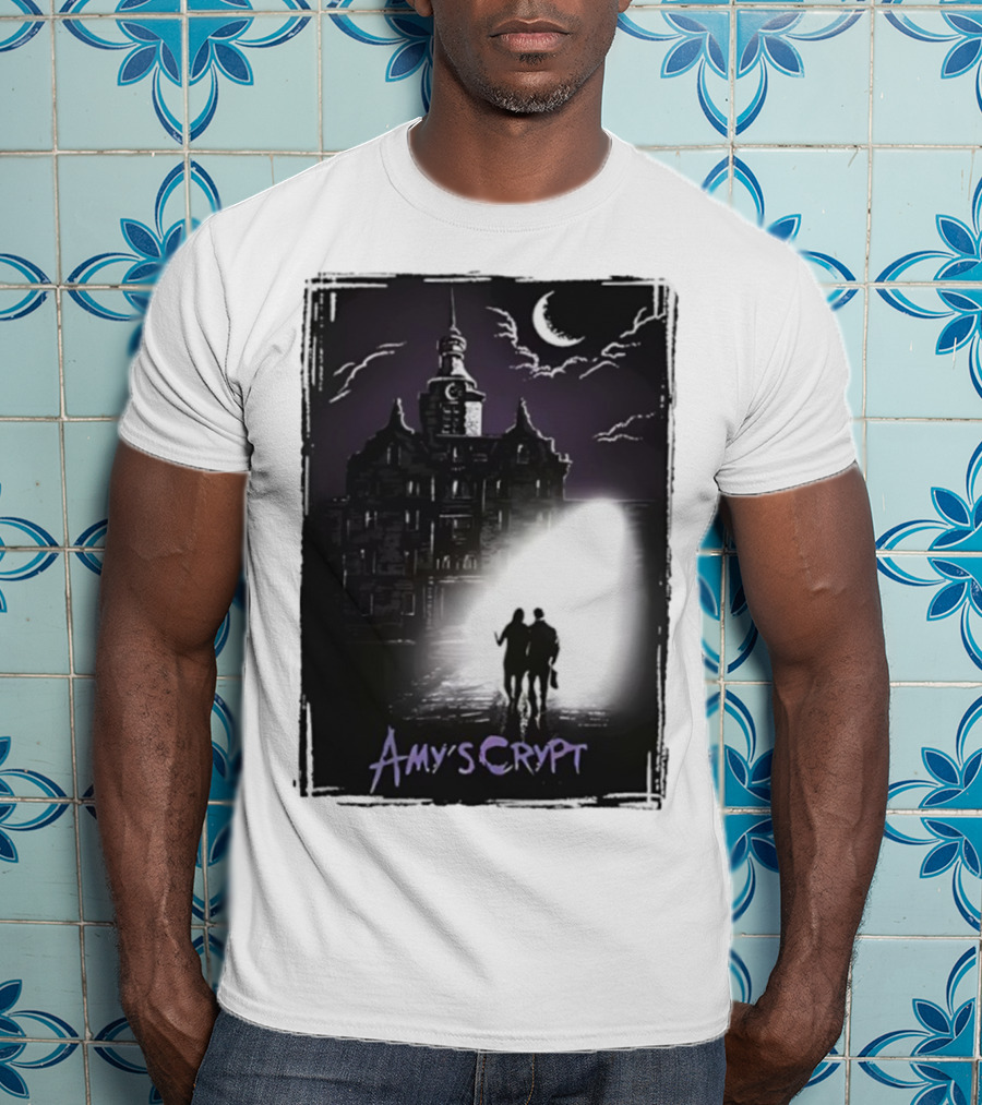 Amy's Crypt Haunted Mansion Moonlit Silhouette Halloween 2025 T-Shirt
