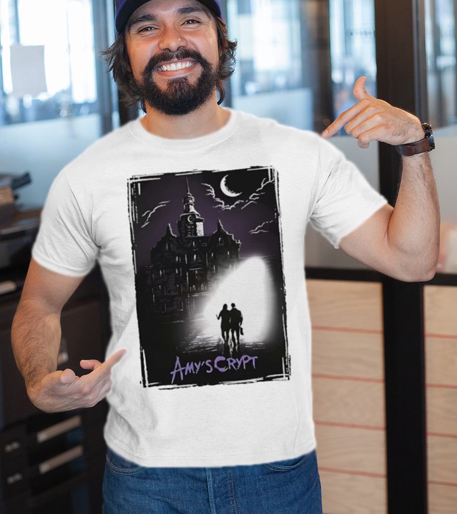Amy's Crypt Haunted Mansion Moonlit Silhouette Halloween 2025 T-Shirt