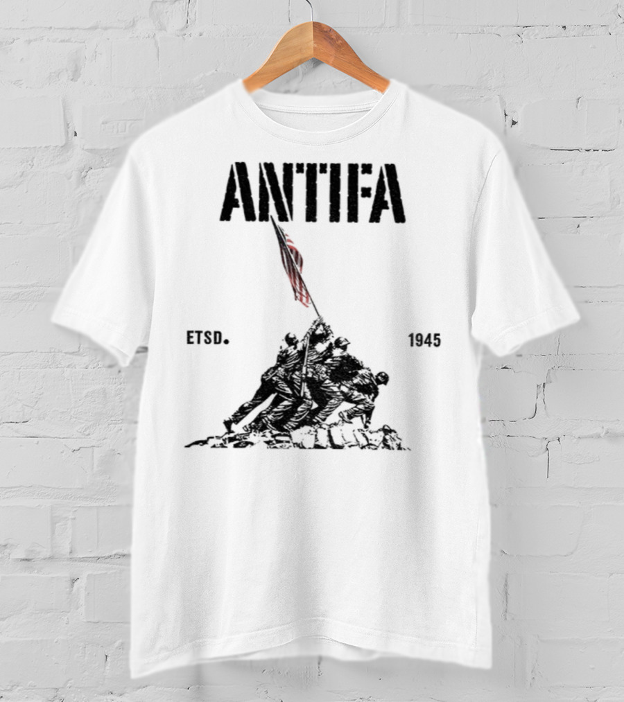 Antifa Estd 1945 Pro Democracy Liberal Protest Red Flag Symbolism T-Shirt