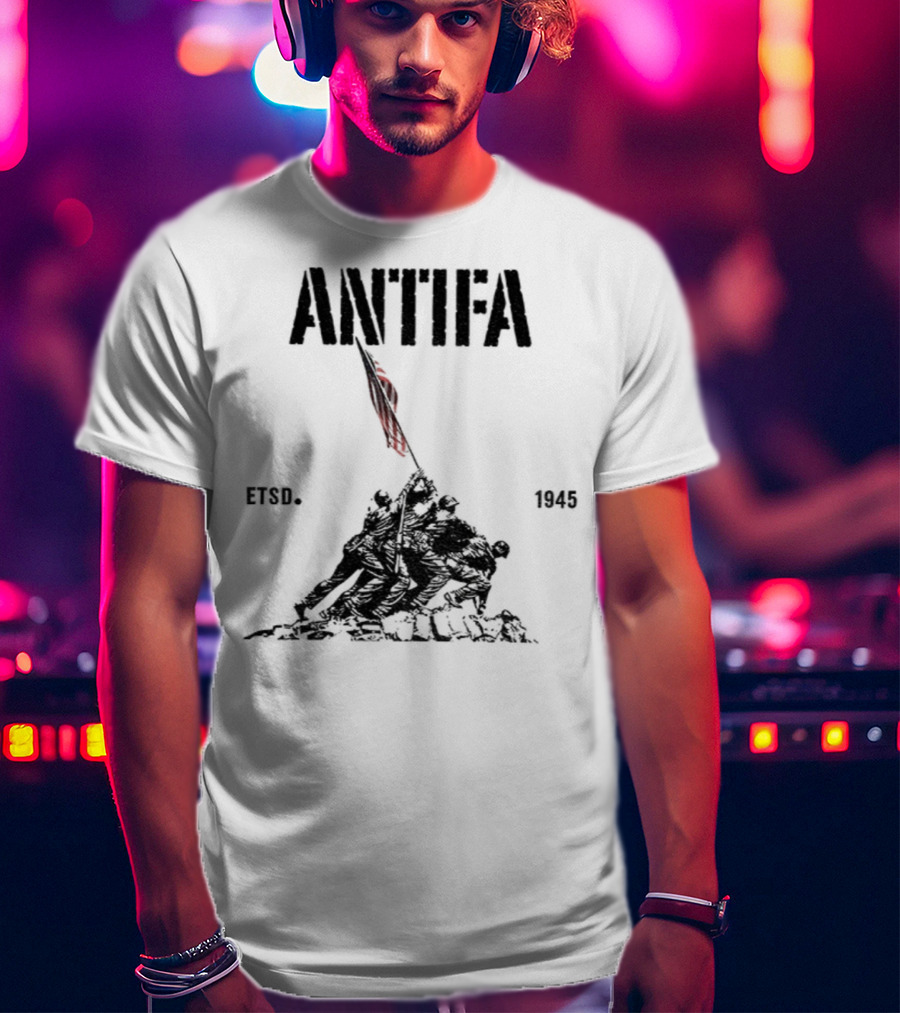 Antifa Estd 1945 Pro Democracy Liberal Protest Red Flag Symbolism T-Shirt
