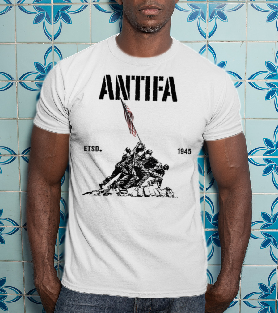 Antifa Estd 1945 Pro Democracy Liberal Protest Red Flag Symbolism T-Shirt