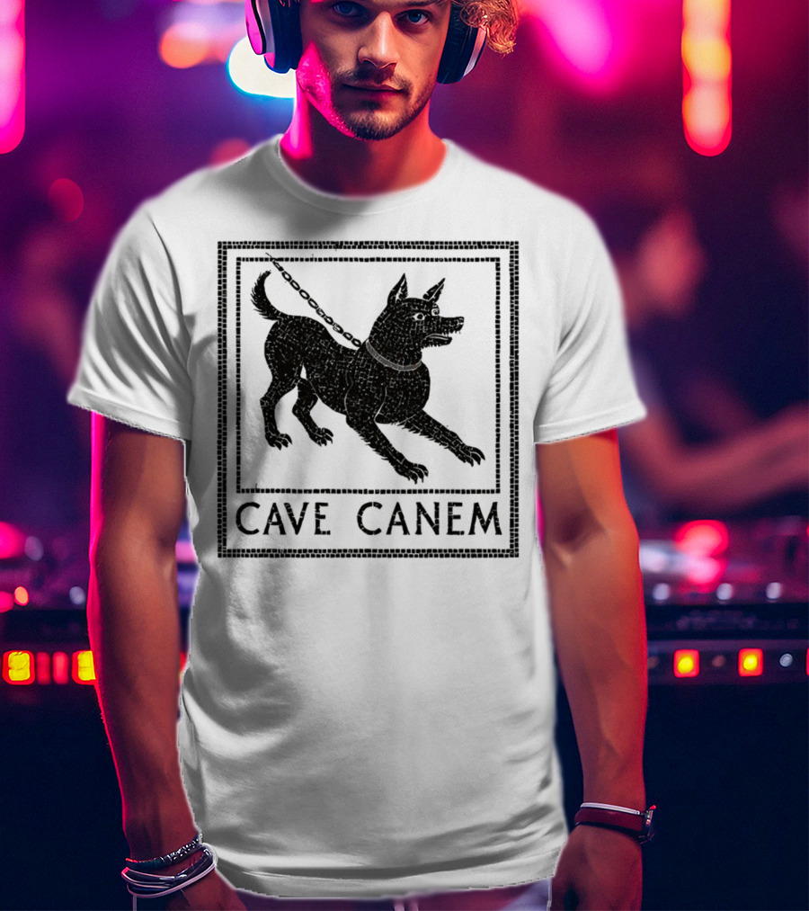 Cave Canem Ancient Pompeii Beware Of Dog Mosaic T-Shirt
