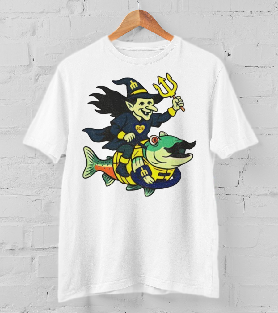 Etsy Witch Riding Mustache Trident Humpy Salmon Seattle Mariners 2025 T-Shirt