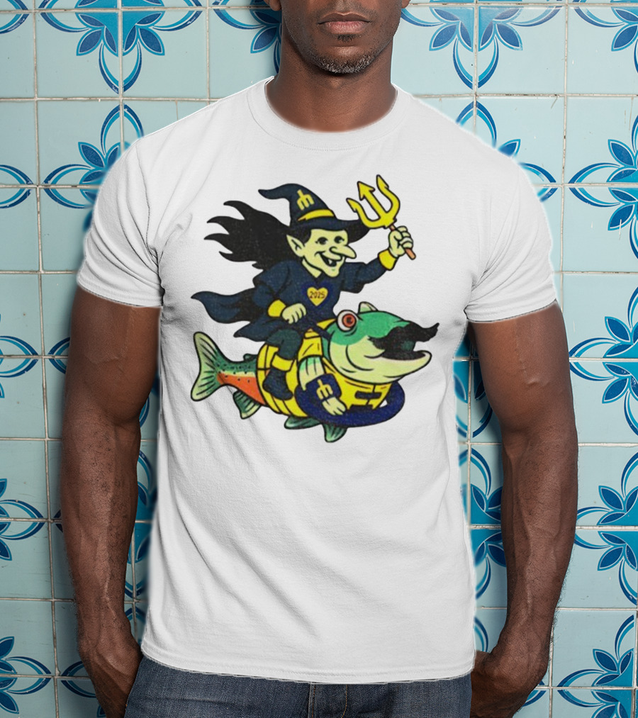 Etsy Witch Riding Mustache Trident Humpy Salmon Seattle Mariners 2025 T-Shirt