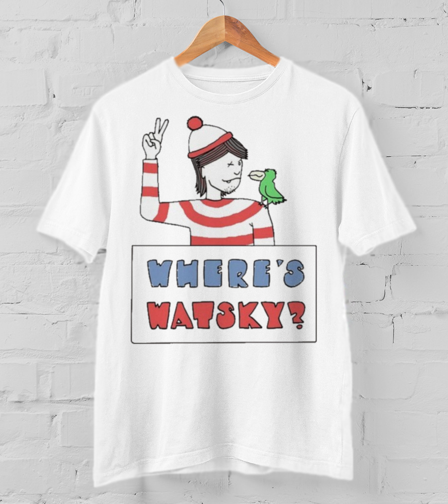 Where's Watsky Striped Outfit Peace Sign Cartoon Bird T-Shirt