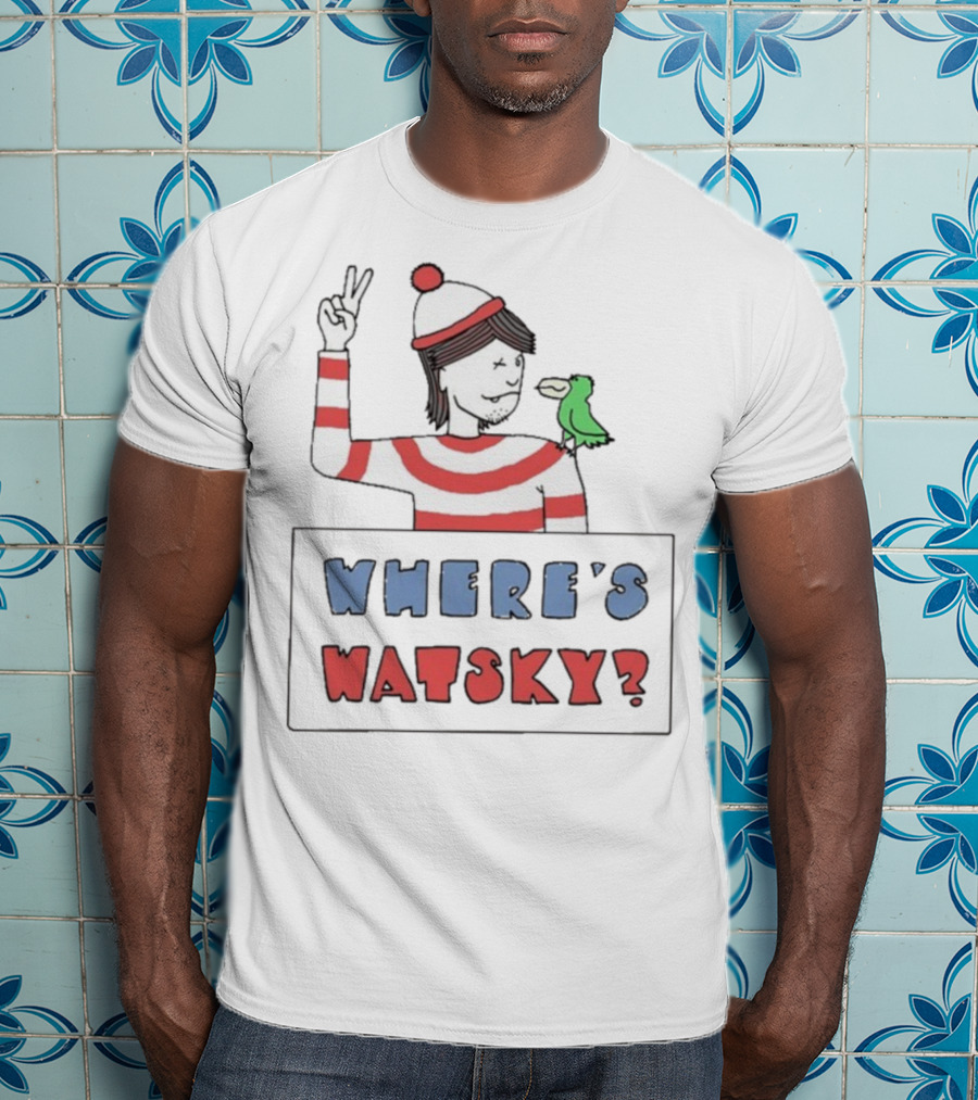 Where's Watsky Striped Outfit Peace Sign Cartoon Bird T-Shirt