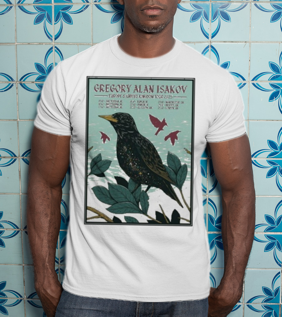 Gregory Alan Isakov Europe & United Kingdom Tour 2025 Black Bird Artwork T-Shirt