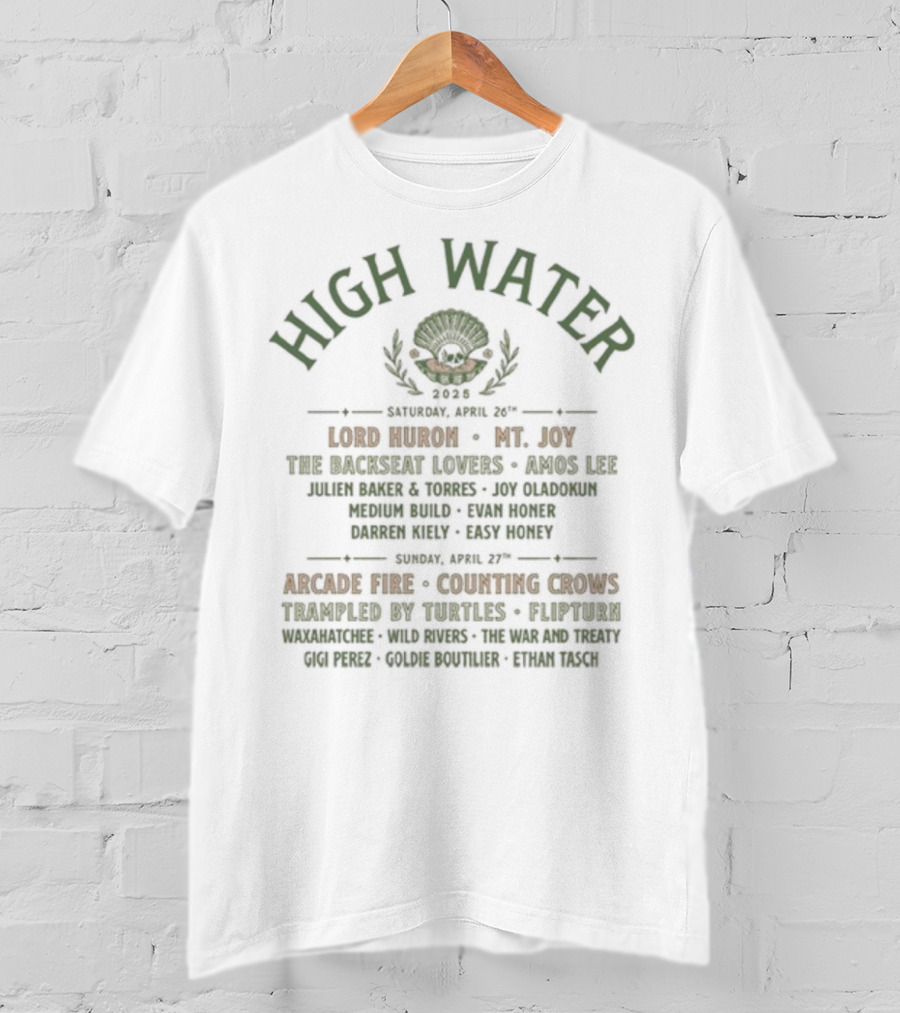 High Water Festival 2025 Clamskull Lineup Riverfront Park Headliners Band Of Horses Mt. Joy The Felice Brothers Shakey Graves Susto T-Shirt