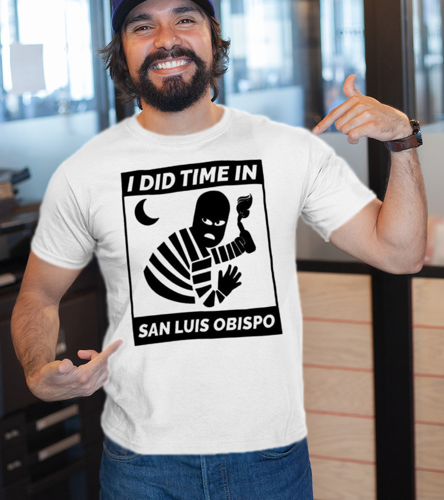 I Did Time In San Luis Obispo Retro Prison Bars Crescent Moon T-Shirt