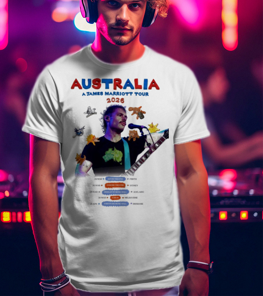 James Marriott Australia Tour 2026 Colorful Dates And Animals T-Shirt