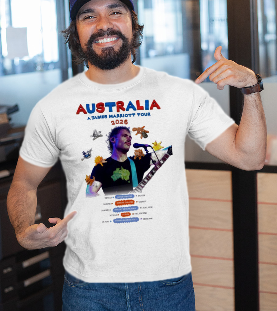 James Marriott Australia Tour 2026 Colorful Dates And Animals T-Shirt