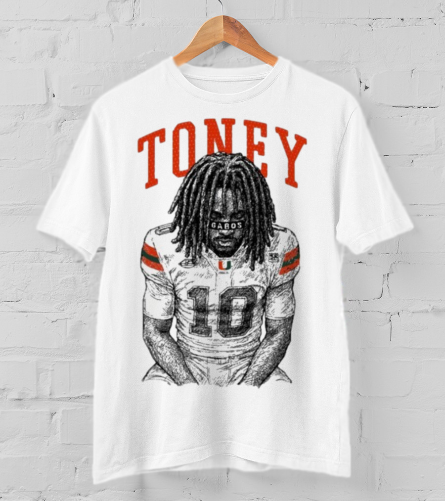 Toney Gabos Miami Hurricanes Number 10 Football Art T-Shirt