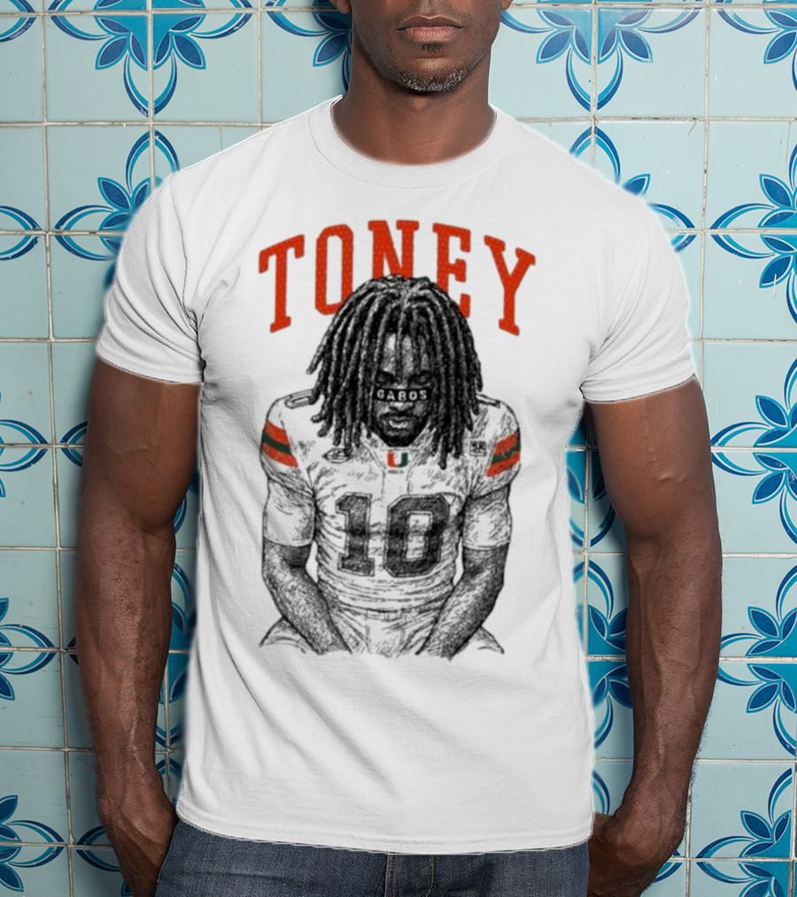 Toney Gabos Miami Hurricanes Number 10 Football Art T-Shirt