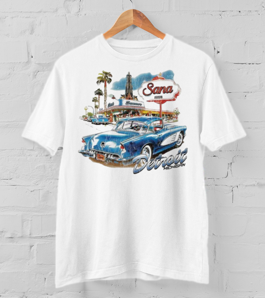 Sana Detroit Michigan 1950s Classic Cruiser Retro Nostalgia T-Shirt