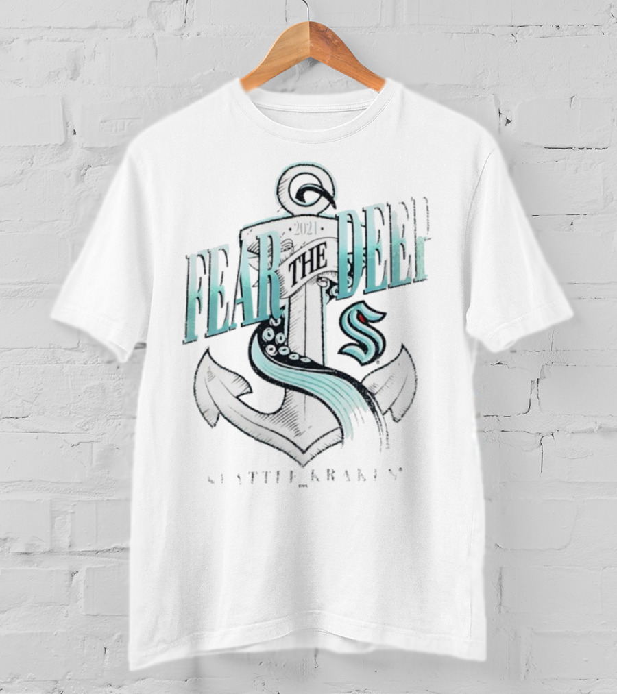 Fear The Deep Seattle Kraken Vintage Anchor 2021 T-Shirt