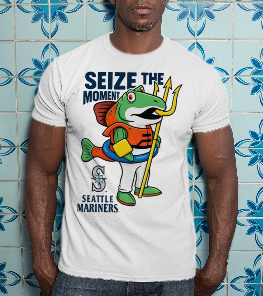 Seattle Mariners Humpy Salmon Trident Seize The Moment MLB T-Shirt