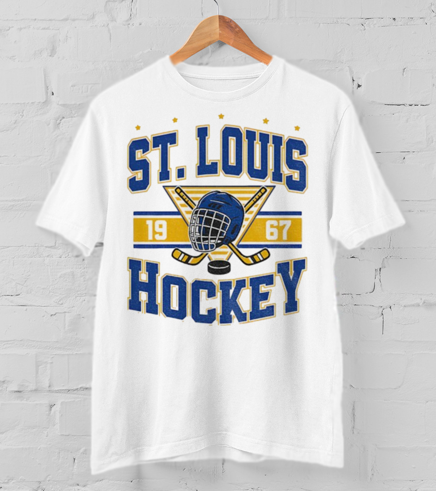 St. Louis Hockey Helmet Crossed Sticks 1967 T-Shirt