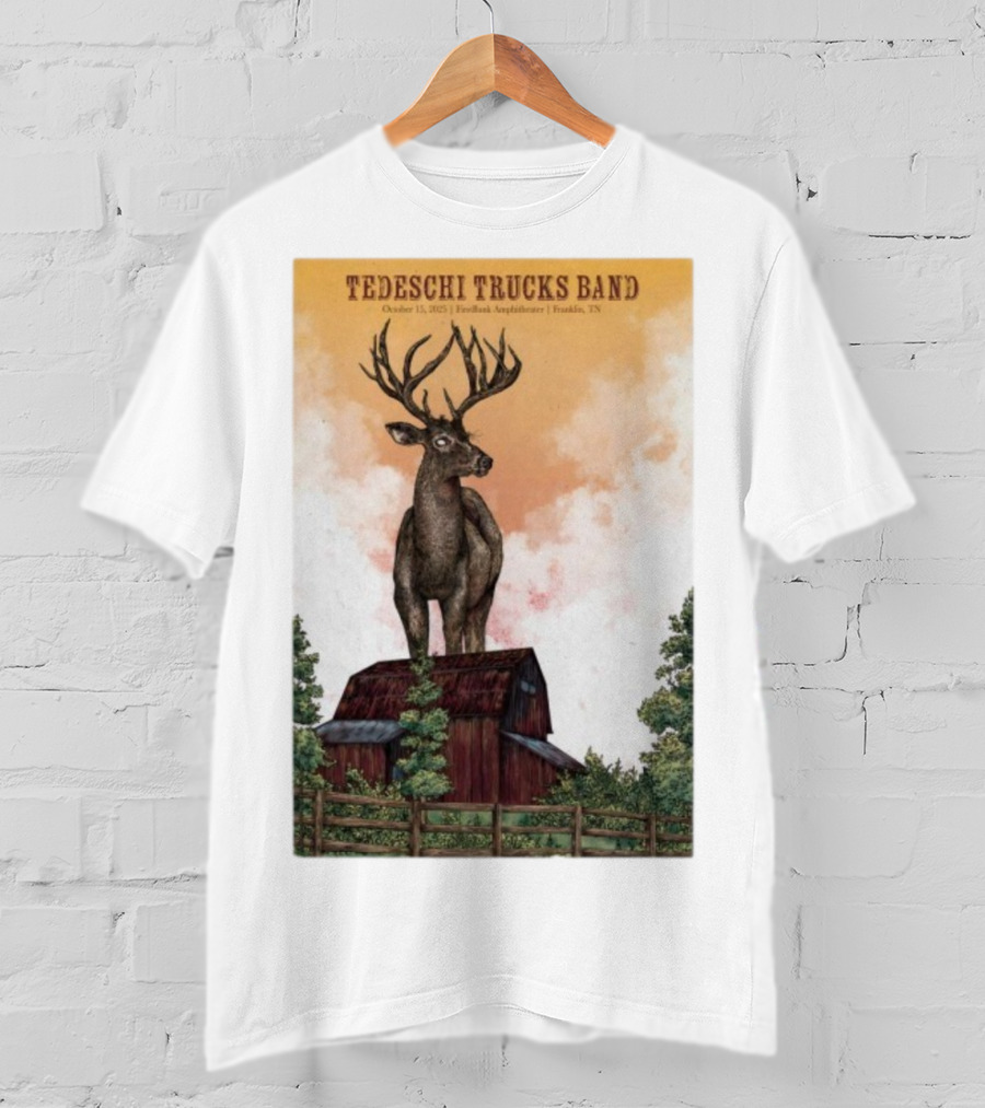Tedeschi Trucks Band October 15 2025 FirstBank Amphitheater Franklin TN Deer On Barn T-Shirt