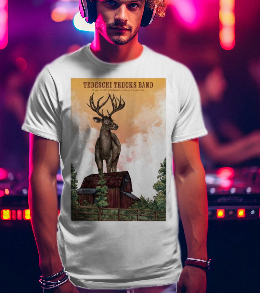 Tedeschi Trucks Band October 15 2025 FirstBank Amphitheater Franklin TN Deer On Barn T-Shirt