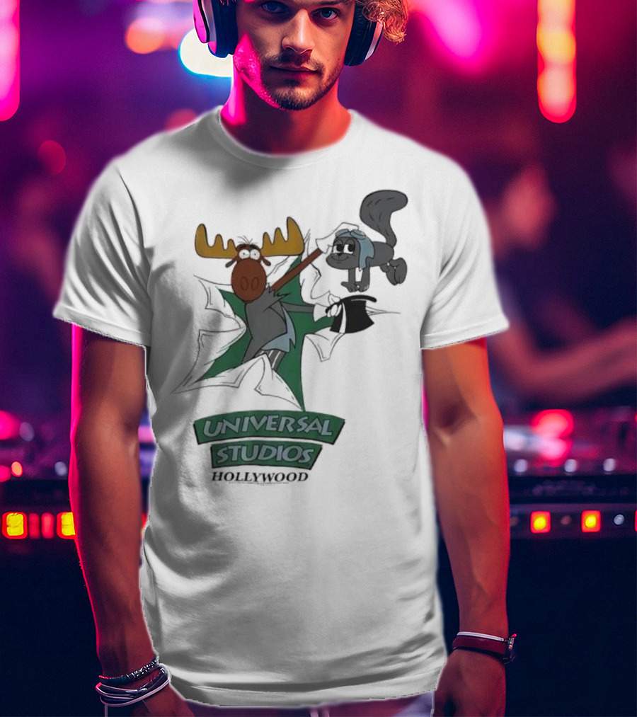 Universal Studios Hollywood Vintage 90s Moose And Squirrel Characters T-Shirt