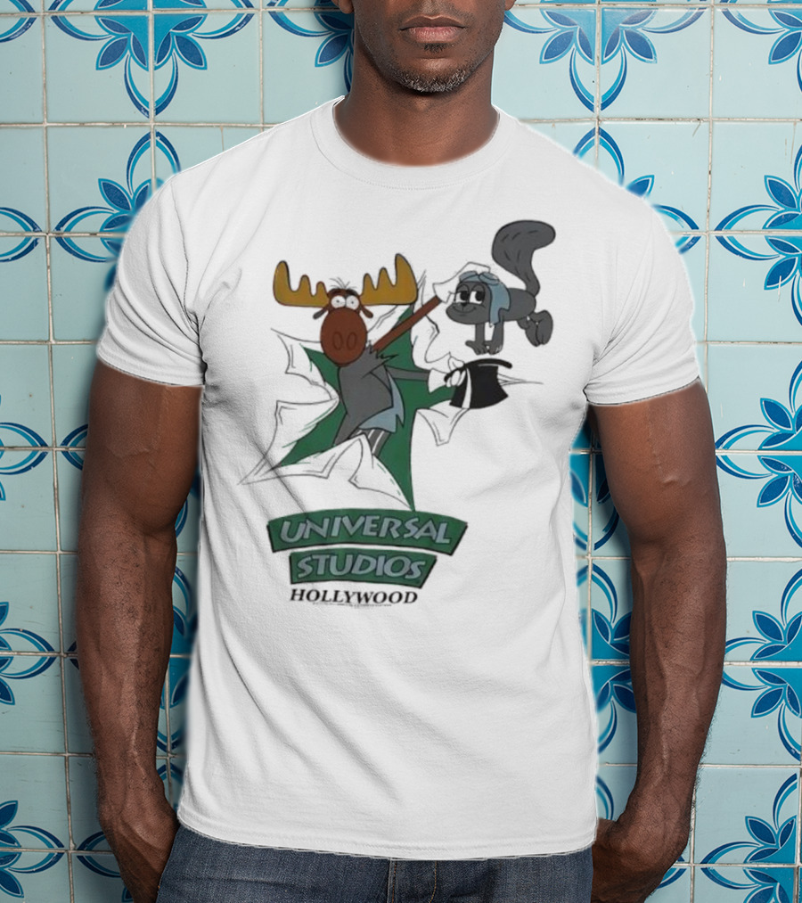 Universal Studios Hollywood Vintage 90s Moose And Squirrel Characters T-Shirt