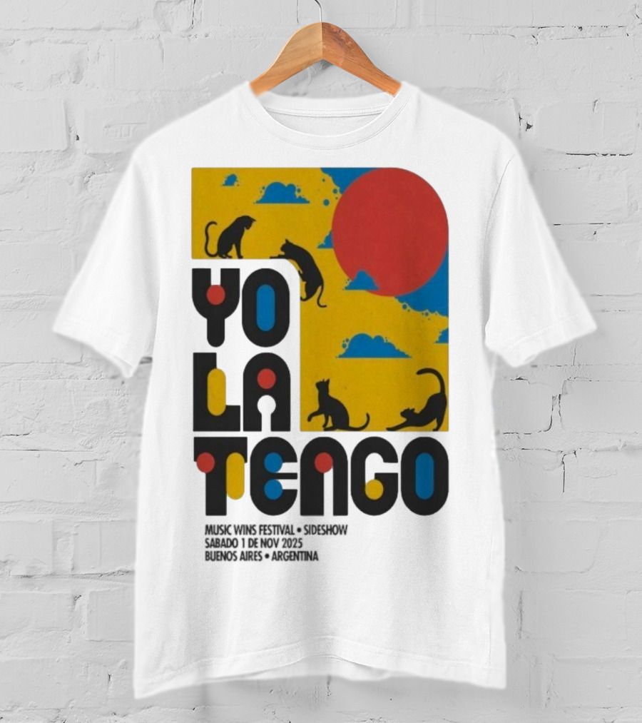 Yo La Tengo Cats And Sun Graphic 11.1.2025 Music Wins Festival Buenos Aires Argentina T-Shirt