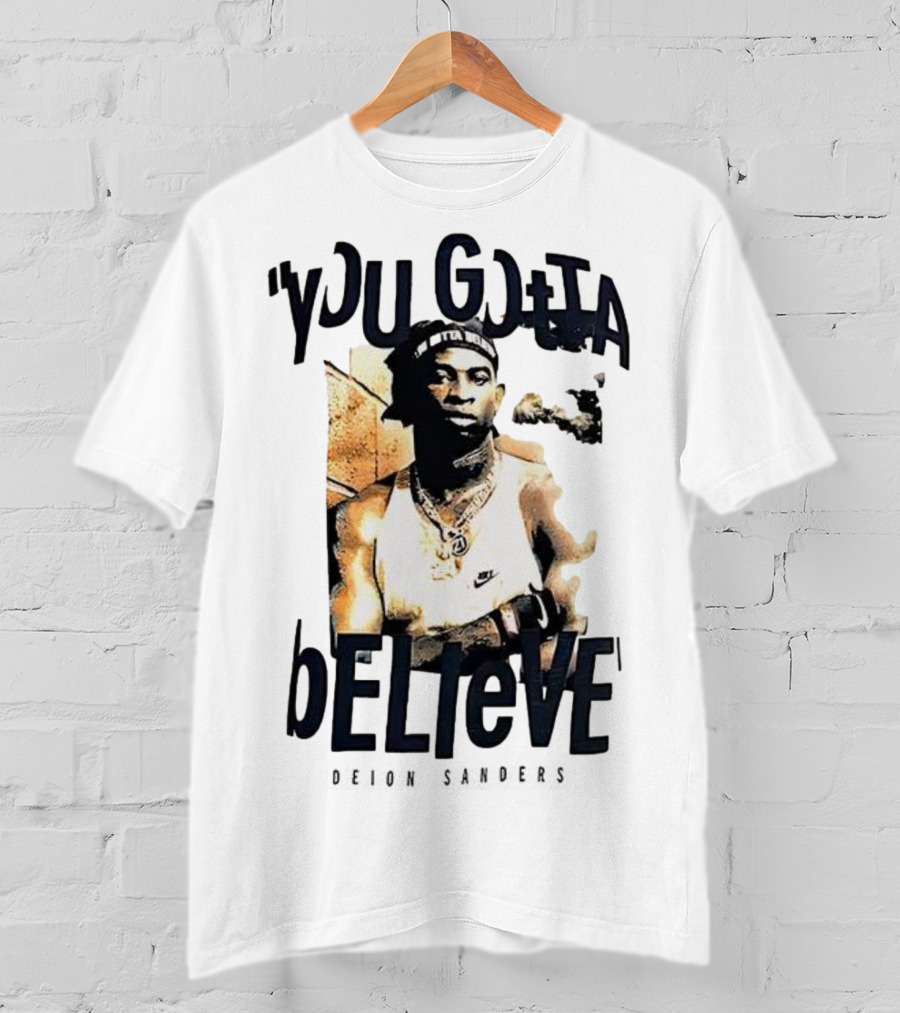Deion Sanders You Gotta Believe Headband Athlete Image T-Shirt