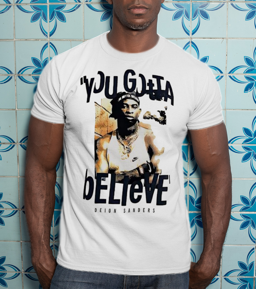 Deion Sanders You Gotta Believe Headband Athlete Image T-Shirt