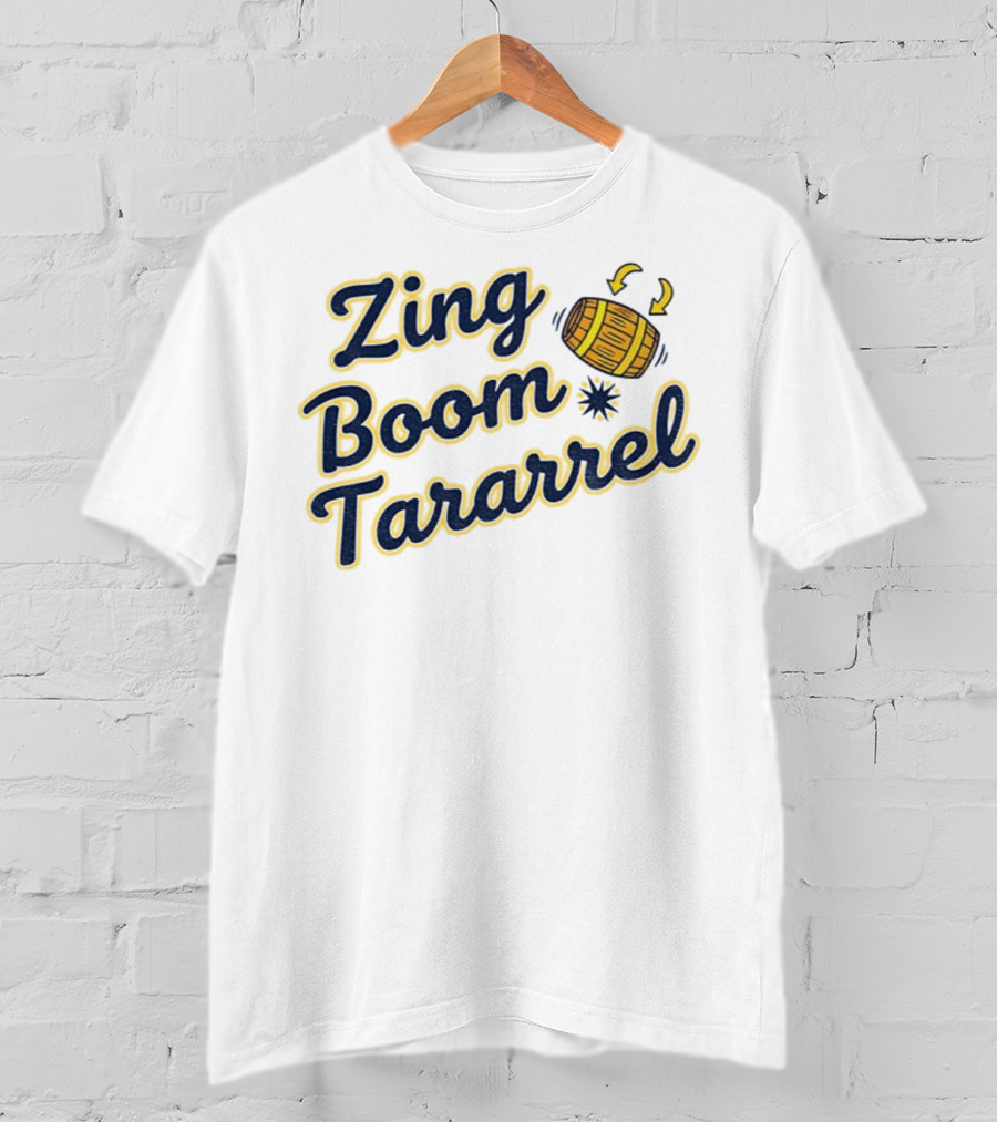 Zing Boom Tararrel Roll Out The Barrel Milwaukee Brewers MLB Barrel Graphic T-Shirt