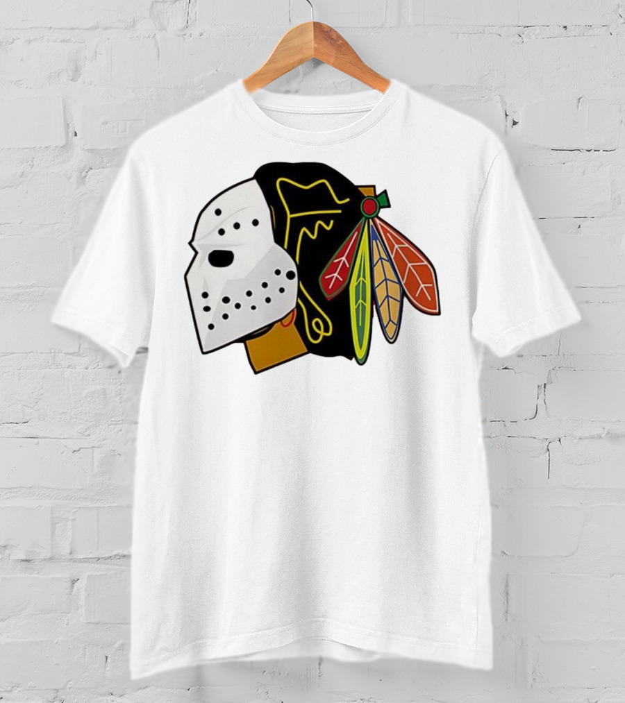 Chicago Blackhawks Hockey Mask Team Colors T-Shirt
