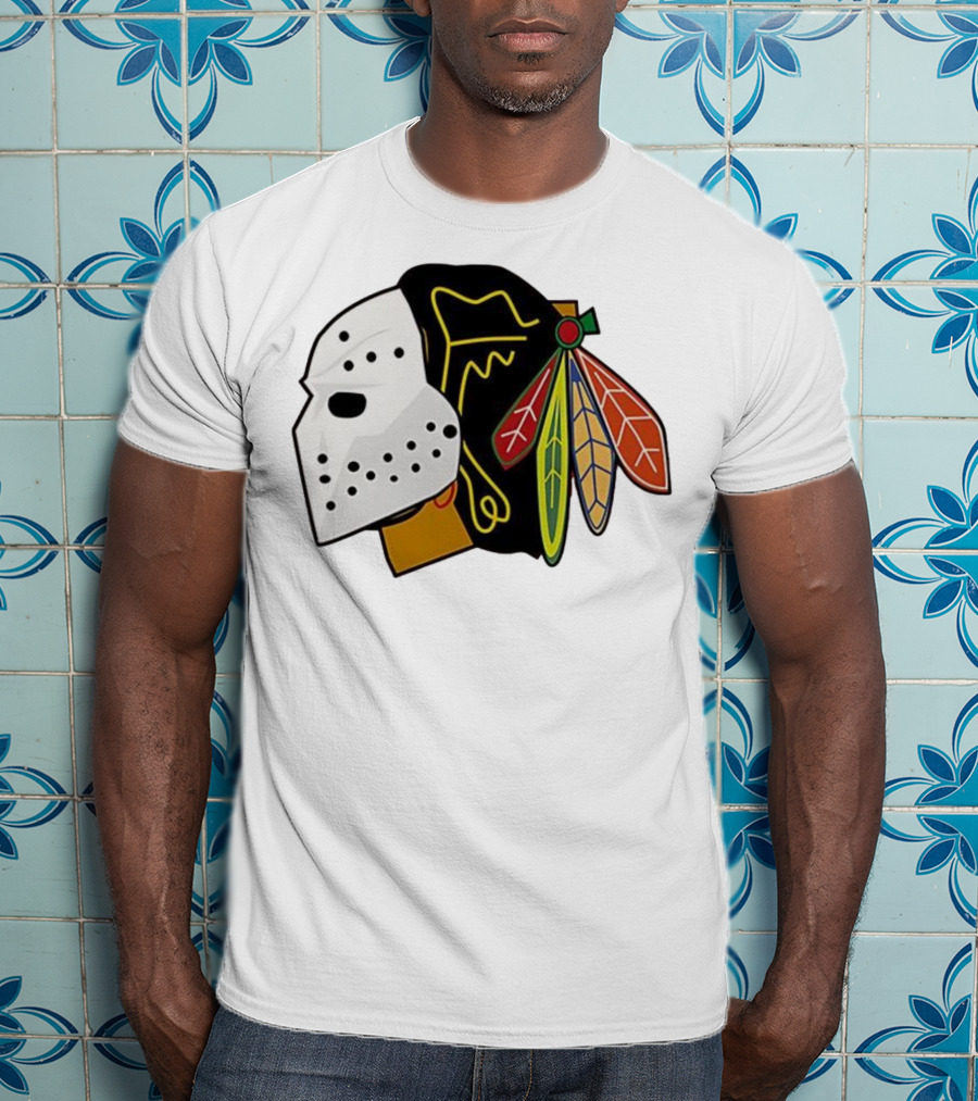 Chicago Blackhawks Hockey Mask Team Colors T-Shirt