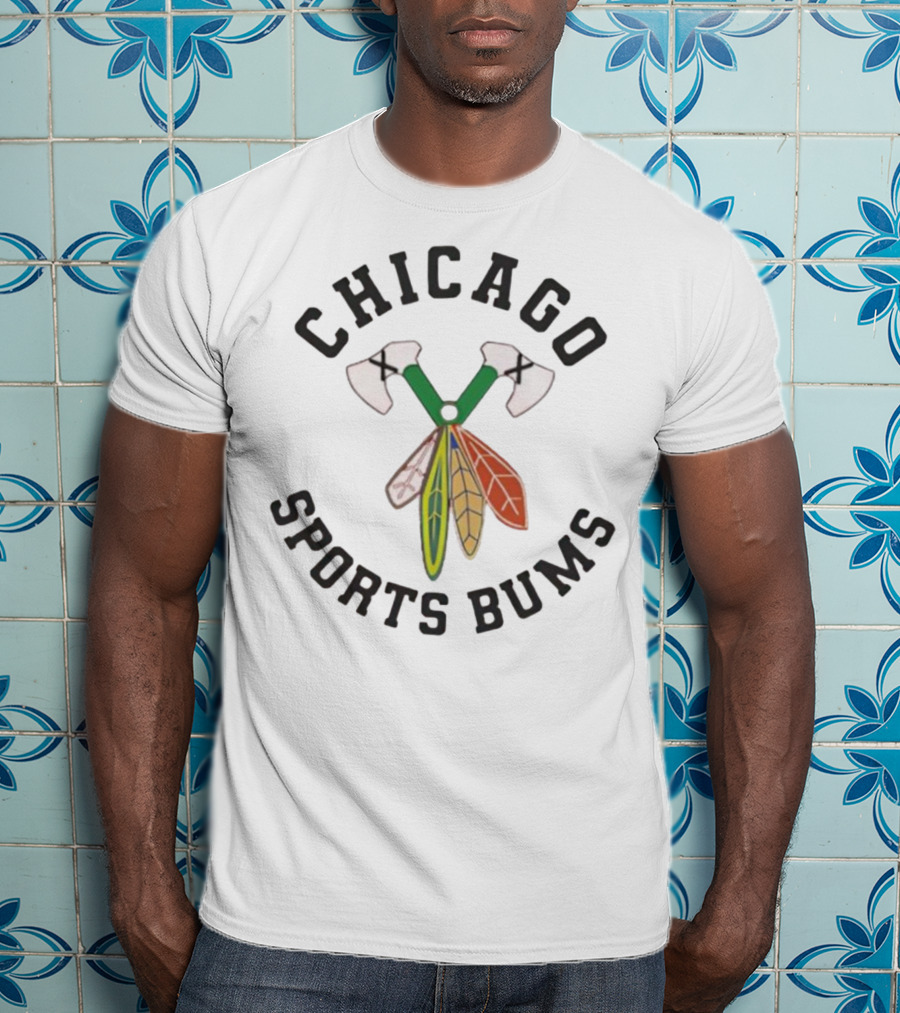 Chicago Sports Bums Hockey Axes Feathers Design T-Shirt