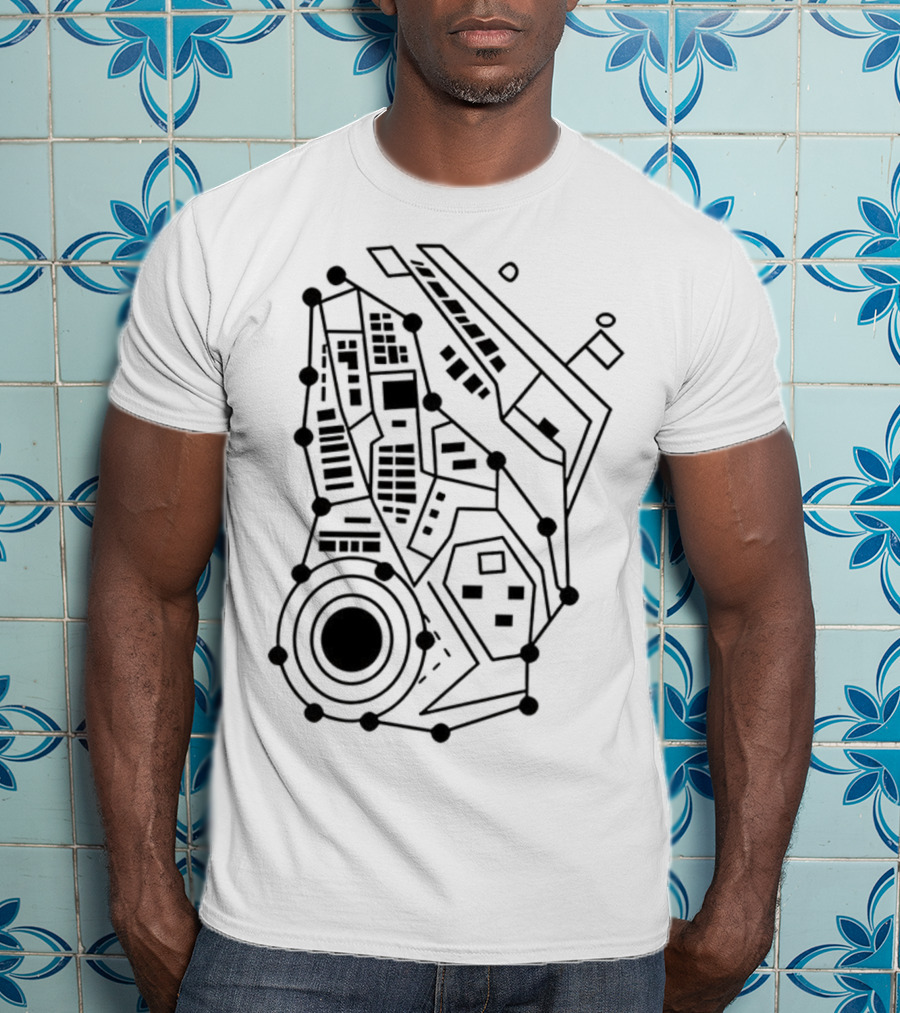 Circuit Board Pattern Tech-Inspired Circuitry T-Shirt