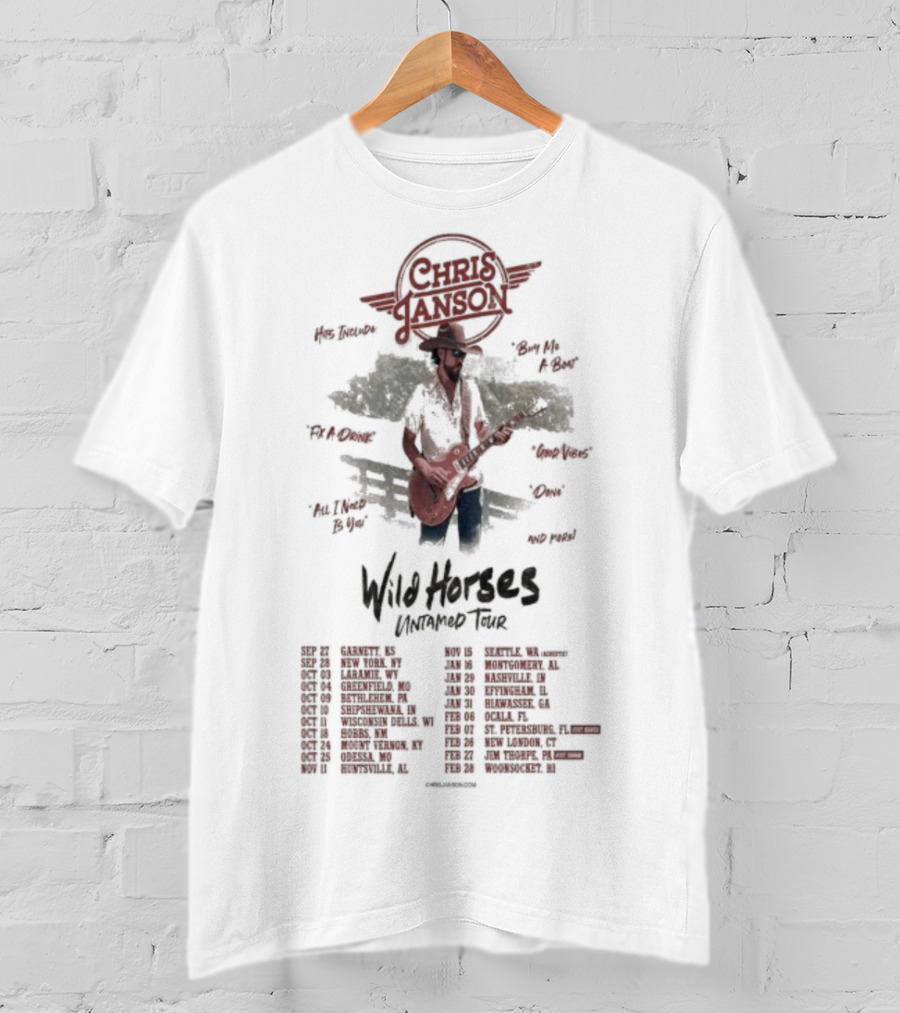 Chris Janson 2025-2026 Wild Horses Untamed Tour Dates T-Shirt
