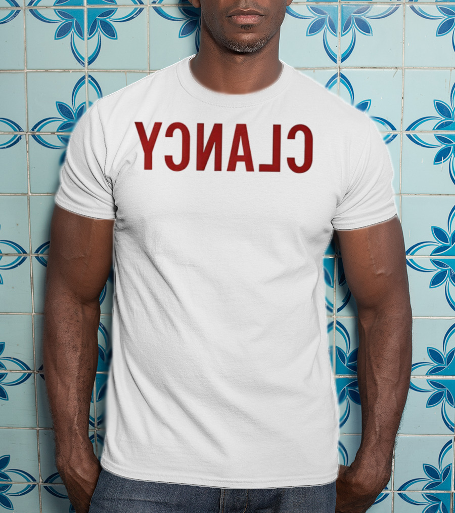 CLANCY Reverse Text Bold Red T-Shirt