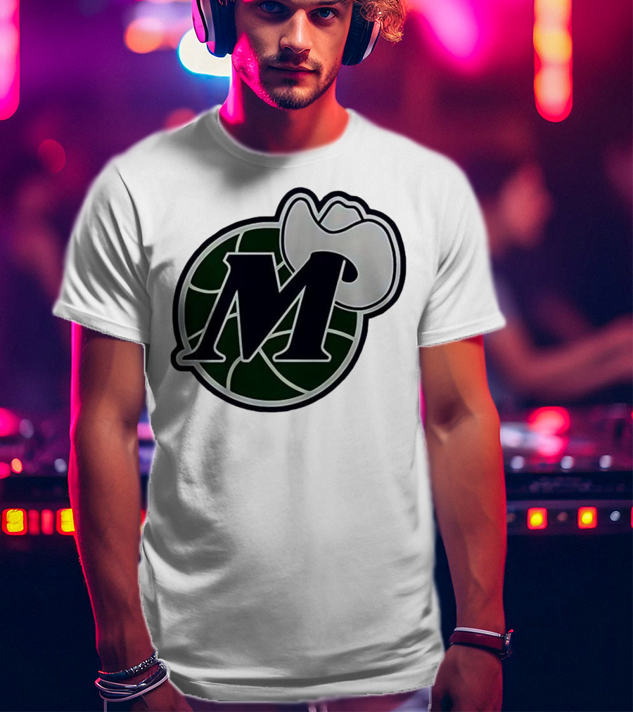 Dallas Mavericks M With Cowboy Hat And Basketball Icon T-Shirt