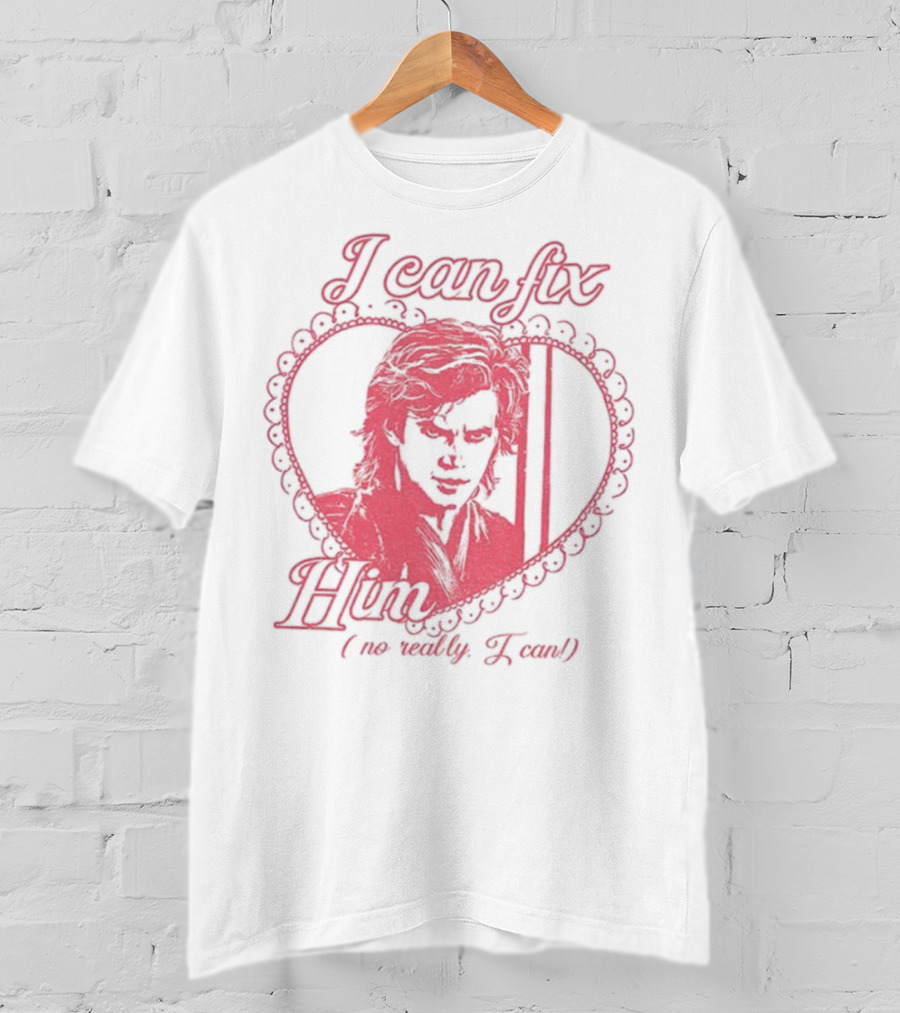 Coquette Anakin Skywalker I Can Fix Him Heart Design T-Shirt