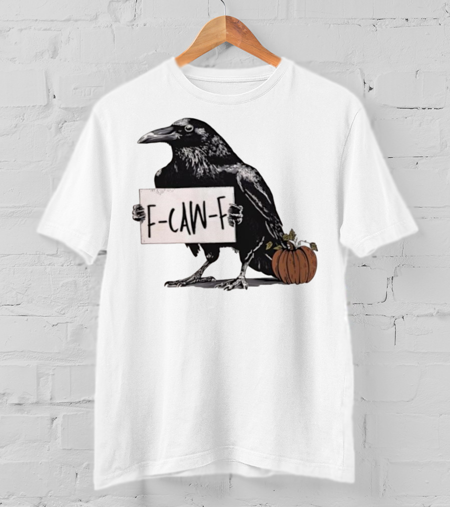 F Caw F Anti Fascism Crow Halloween Raven Pumpkin T-Shirt