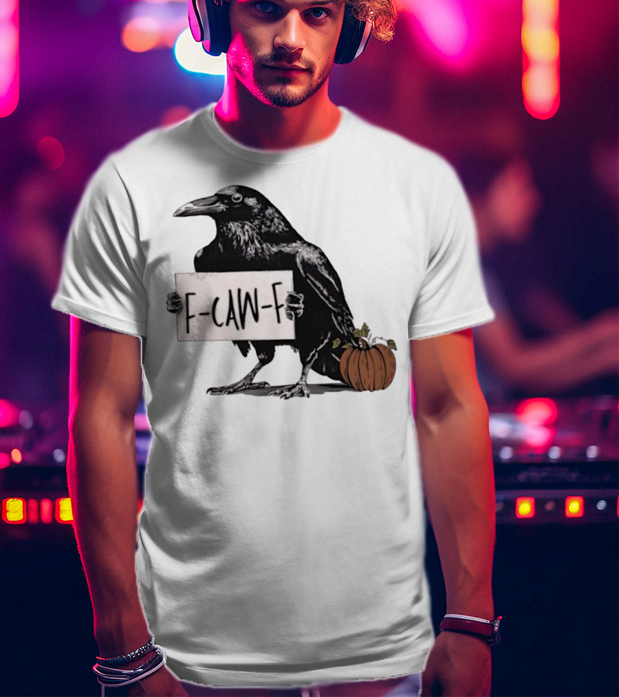 F Caw F Anti Fascism Crow Halloween Raven Pumpkin T-Shirt