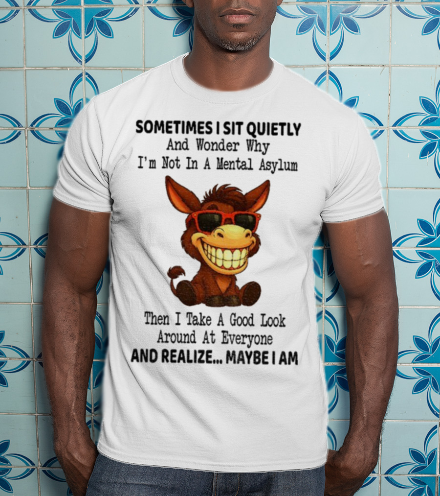 Sometimes I Sit Quietly And Wonder Why I'm Not In A Mental Asylum Then I Take A Good Look Around At Everyone And Realize Maybe I Am Donkey Meme T-Shirt