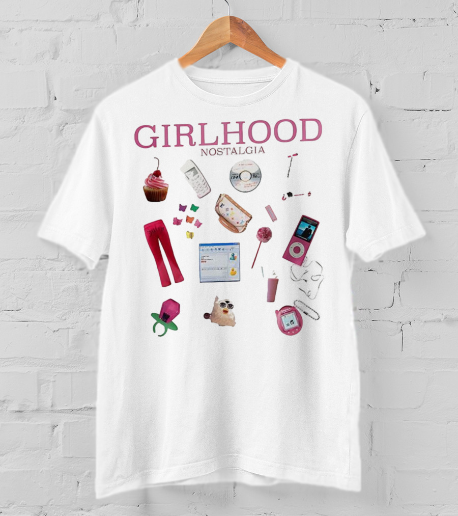 Girlhood Nostalgia 2000s Style Icons IPod Flip Phone Tamagotchi MSN Messenger Cupcake T-Shirt