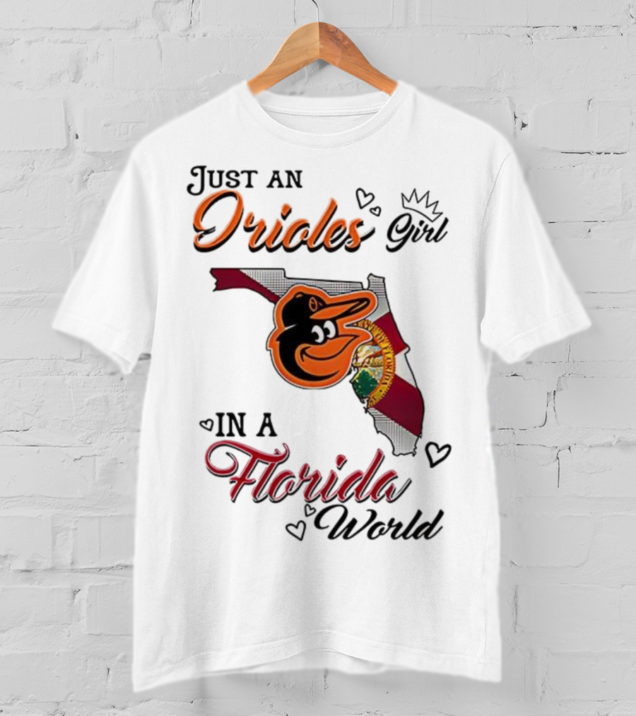 Baltimore Orioles Fan In Florida With State Flag And Mascot T-Shirt