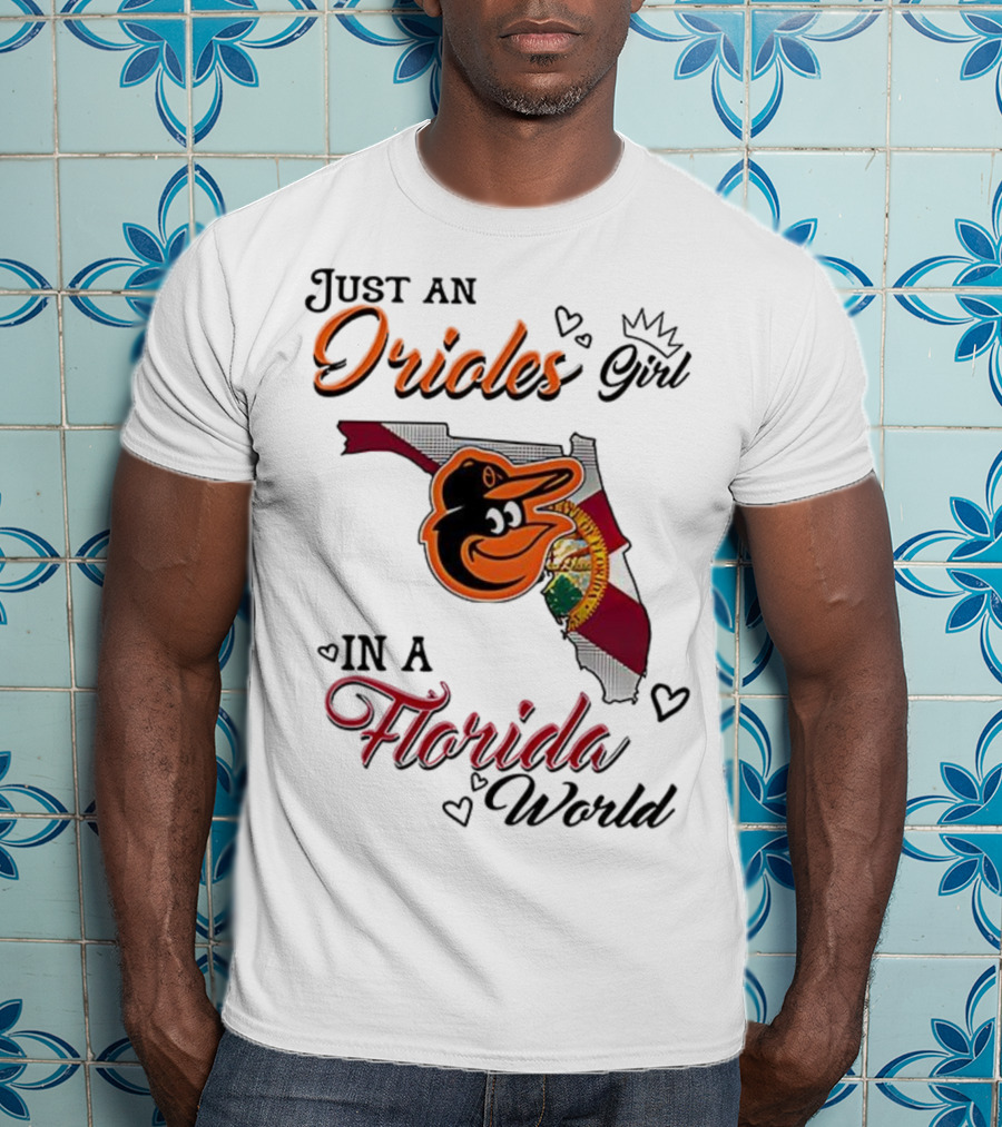 Baltimore Orioles Fan In Florida With State Flag And Mascot T-Shirt
