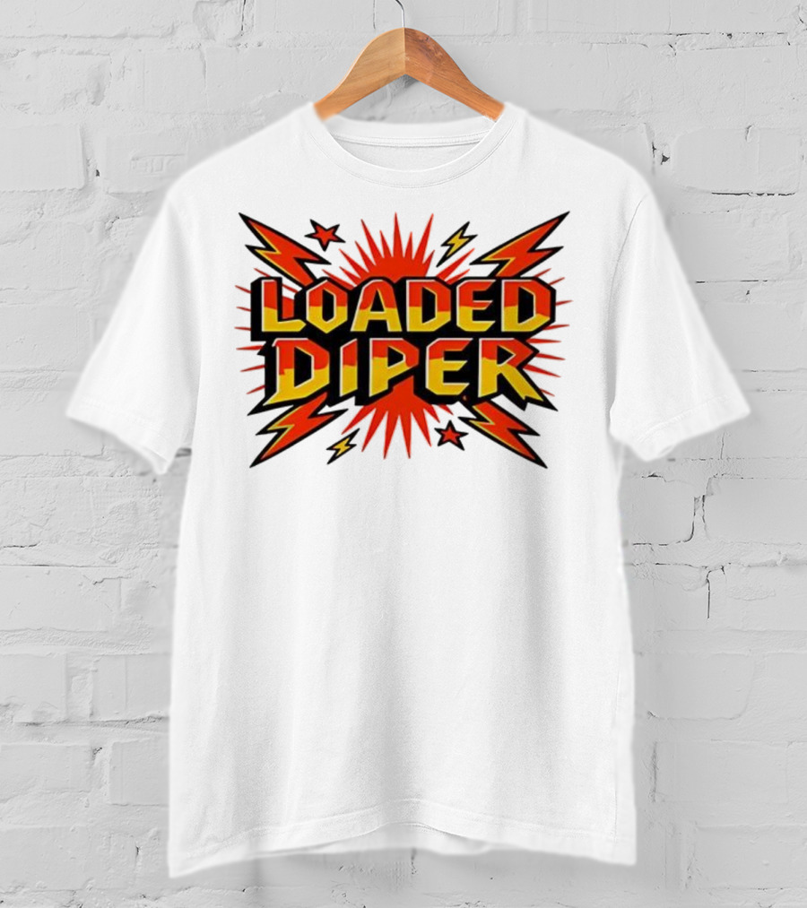 Loaded Diper Band Logo Comic Book Style Explosion Graphic T-Shirt