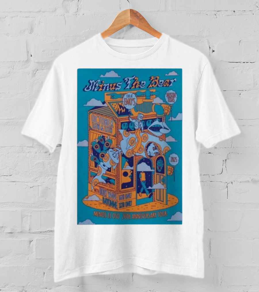 Minus The Bear Live At Emo's Austin Oct 16th & 18th 2025 Menos El Oso 20th Anniversary Tour T-Shirt