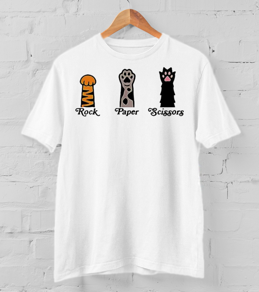 Rock Paper Scissors Cat Paw Love T-Shirt