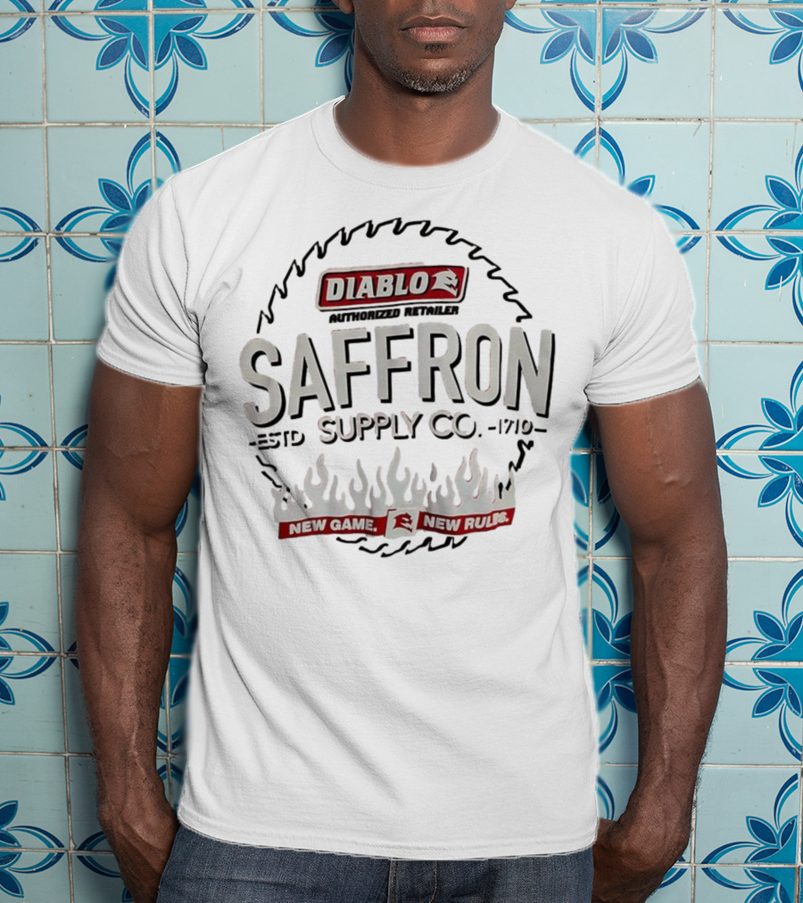 Diablo Authorized Dealer Saffron Supply Co New Game New Rules T-Shirt
