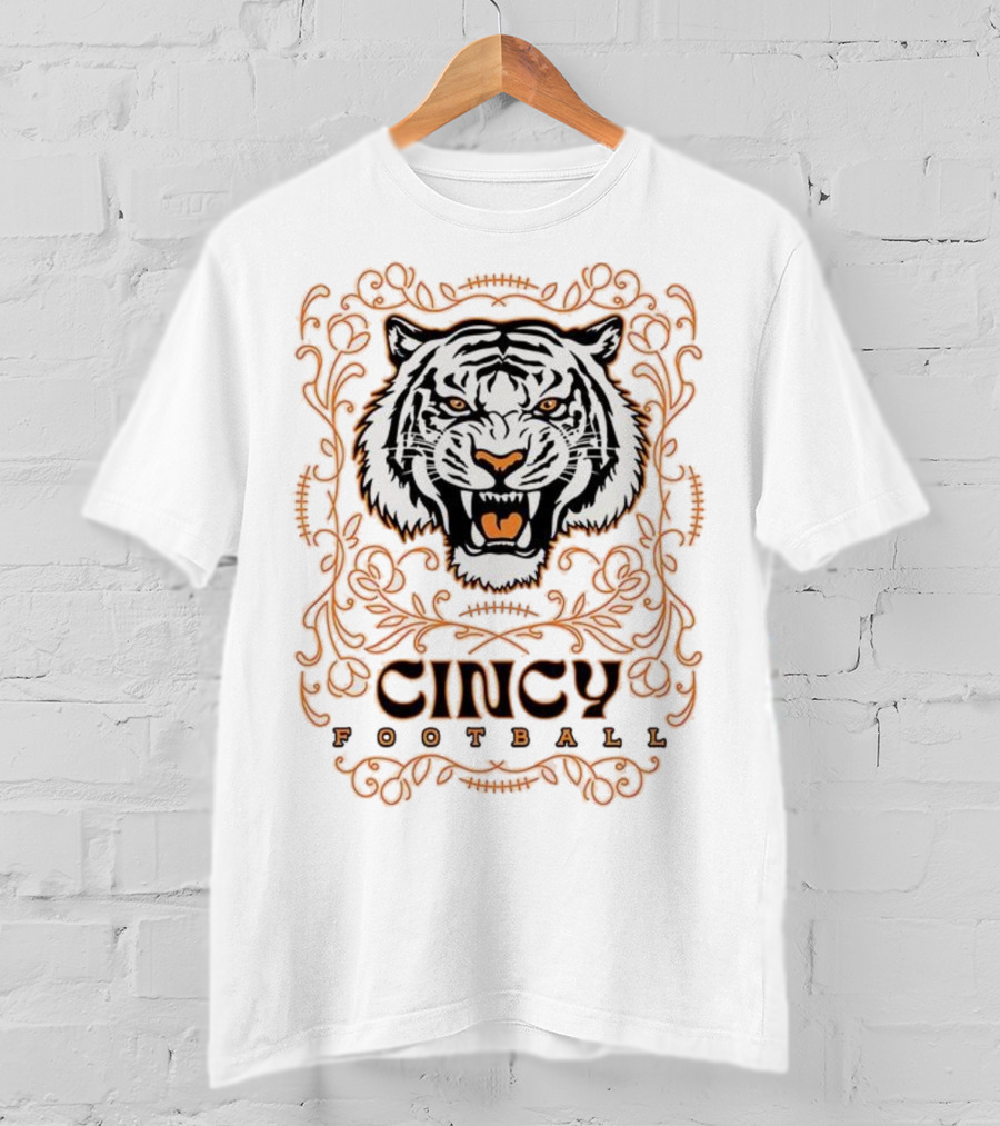 Cincy Football Tiger Roaring Face Frame T-Shirt