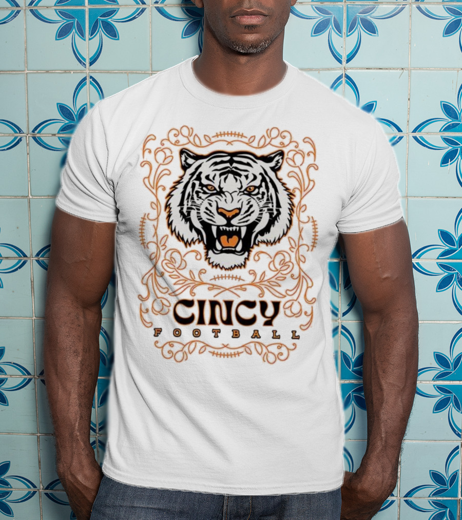 Cincy Football Tiger Roaring Face Frame T-Shirt